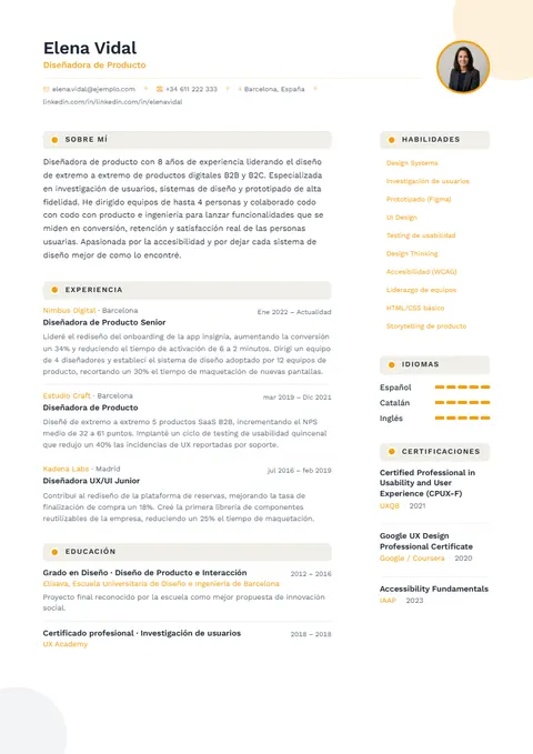Plantilla de CV Ejecutivo Pro ✦ en Suprelis, con un currículum de ejemplo completo